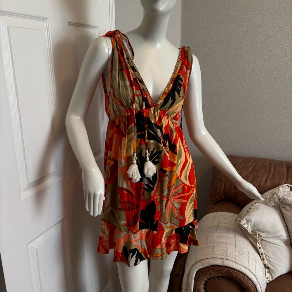 Tropical Red and Black Women's Swim Coverup